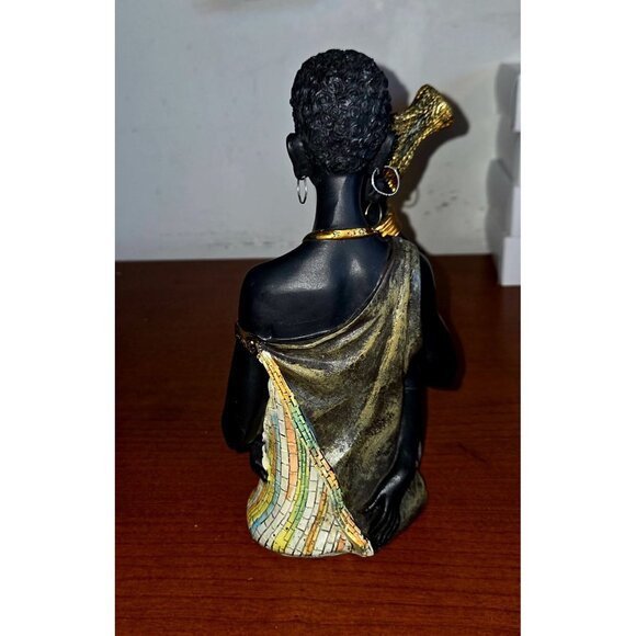 Decorative Resin African Couple Statue with Gold Trim Garments 9 Inch - Picture 7 of 10